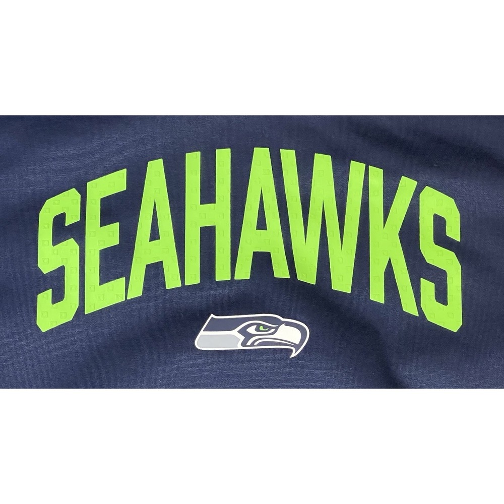 Seattle Seahawks Hoodie Boys Large 14/16 Blue Nike ThermaFit Pullover Sweatshirt - Picture 3 of 8